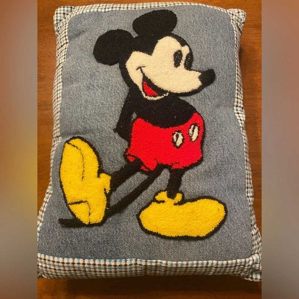 Vintage Mickey Mouse Needlepoint Decorative Pillow